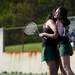 Huron No 1 doubles partners Val Peng and Michi Ota after defeating Pioneer on Tuesday, May 7. Daniel Brenner I AnnArbor.com